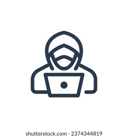 Hacker Cyber Intruder Vector Icon Illustration