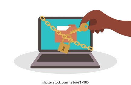 Hacker cyber theft and social fraud network hack. Computer password thief and criminal internet vector illustration concept. Online privacy phishing and security spy. Firewall laptop and pc virus key