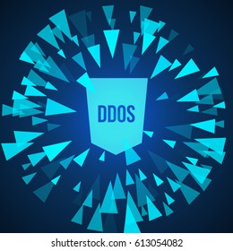 Hacker DDoS attack protection. Flat style. computer safety