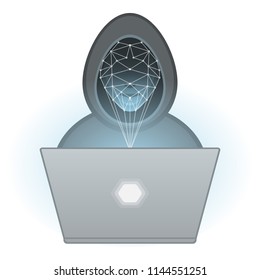 hacker detection. face recognition. scanning grid. vector illustration.