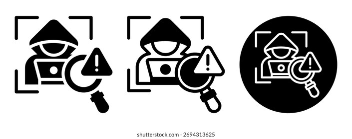 Glifo de Colección de íconos de detección de hackers y Ilustración vectorial mixta