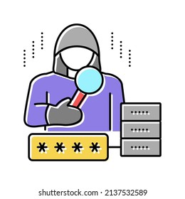 hacker digital thief color icon vector. hacker digital thief sign. isolated symbol illustration
