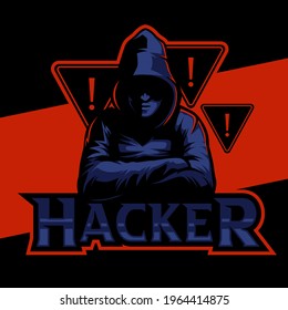 hacker e-sport logo design. illustration of cyber hacker mascot design. Mascot design
