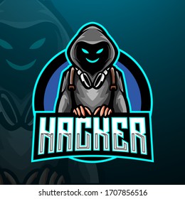Hacker esport logo mascot design 