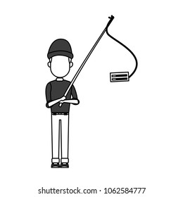 Hacker with fishing rod