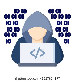 Ícone de cor simples do hacker. Design de ícone de vetor simples em estilo de cor plana. Formato de vetor editável
