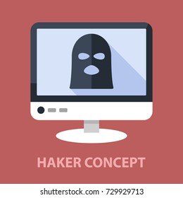Hacker flat concept. Vector illustration. Element template for design.