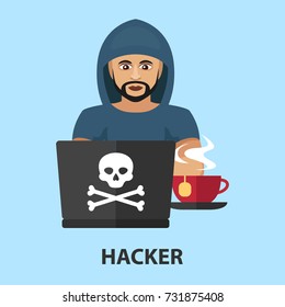 Hacker flat concept. Vector illustration. Element template for design.