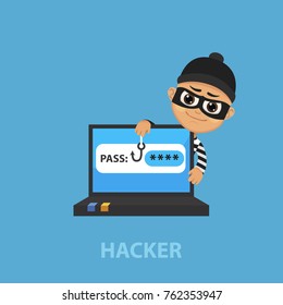 Hacker flat concept. Vector illustration. Element template for design.