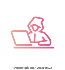 fondo blanco del icono de glifo de hacker