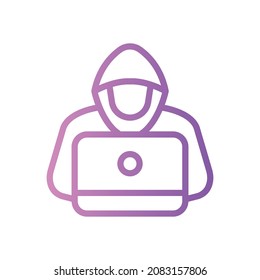 fondo blanco del icono de glifo de hacker