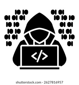 Ícone de glifo do hacker. Design de ícone de vetor simples em estilo de glifo. Formato de vetor editável
