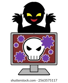 Hacker and hacked computer image material
