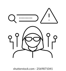 hacker hacked password line icon vector. hacker hacked password sign. isolated contour symbol black illustration
