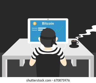 hacker hacking bitcoin online system