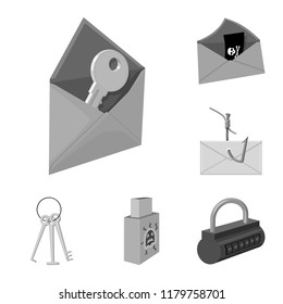 Hacker and hacking monochrome icons in set collection for design. Hacker and equipment vector symbol stock web illustration.