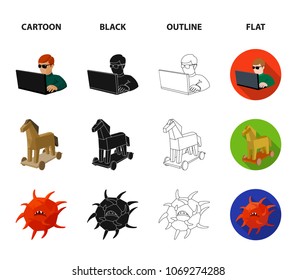 Hacker, hacking, system, internet .Hackers and hacking set collection icons in cartoon,black,outline,flat style vector symbol stock illustration web.