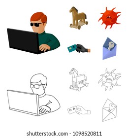 Hacker, hacking, system, internet .Hackers and hacking set collection icons in cartoon,outline style vector symbol stock illustration web.