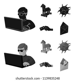 Hacker, hacking, system, internet .Hackers and hacking set collection icons in black,monochrom style vector symbol stock illustration web.