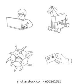 Hacker, hacking, system, internet .Hackers and hacking set collection icons in outline style vector symbol stock illustration .
