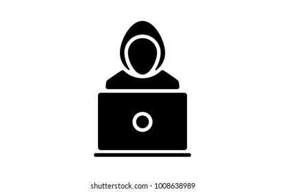 hacker hacks on laptop icon