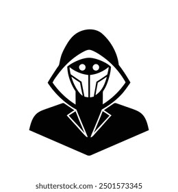 Hacker Head art, vector silhouette cyber criminal