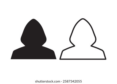 hacker hidden face icon vector silhouette isolated in white background