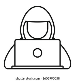 Hacker hood icon. Outline hacker hood vector icon for web design isolated on white background