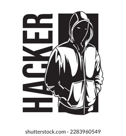 Hacker Hoodie Character Vector Illustration.