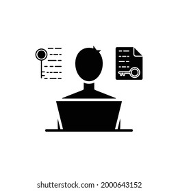 Hacker icon, avatar hacker, man and laptop icon