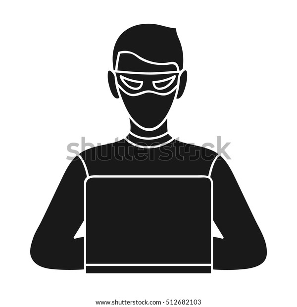 Hacker Icon Black Style Isolated On Stock Vector (Royalty Free ...