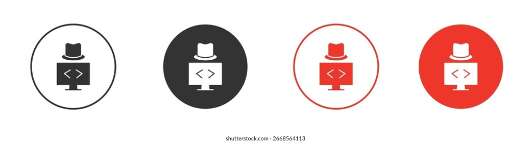Icono de hacker. Iconos de vector de estilo negro. Símbolo de signo aislado