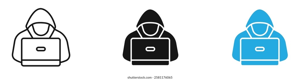 Hacker icon black white vector outline