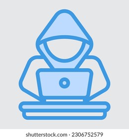 Hacker icon in blue style, use for website mobile app presentation