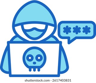 Hacker Icon Blue Vector Illustration