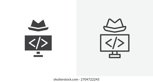 Ícone de hacker. coleção de linhas de traçado editáveis e estilos planos sólidos.