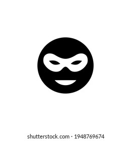 hacker icon, computer cheater, isolated symbol, masked man simple flat illustration