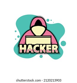 Hacker icon. Computer hacker. Vector banner, flat design.