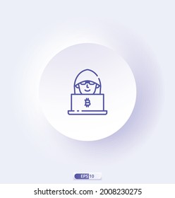 Hacker-Symbol mit Kryptowährung-Sammlung. Die Symbole sind in Vollfarben, Umrissen, flachen Zeichen und Linien gestaltet.   Funktioniert für Web, Mobile, UI und mehr. Vektorgrafik.