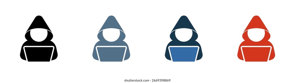 Ícone de hacker para segurança cibernética, crimes cibernéticos e tecnologia.