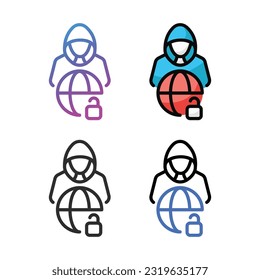 Hacker icon design in four variation color