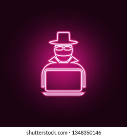 hacker icon. Elements of cyber security in neon style icons. Simple icon for websites, web design, mobile app, info graphics