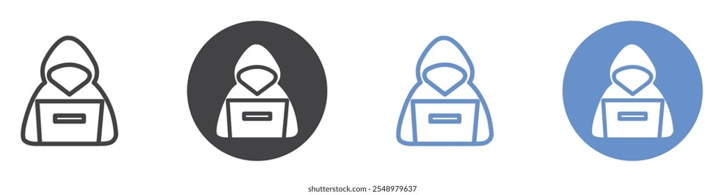 Conjunto de símbolos de línea plana de icono de hacker.