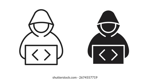 Icono de hacker en estilo de moda plano y forro para diseños de ui App