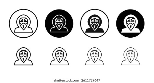 Hacker icon Flat simple outline set