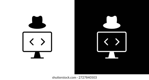 Ilustração do vetor plano do ícone do hacker. Símbolos simples em preto