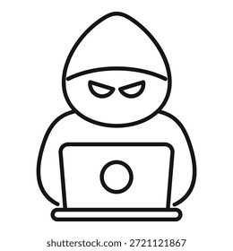 Ícone de hacker com laptop e tecnologia de segurança cibernética para proteção contra violação de dados on-line e roubo de identidade