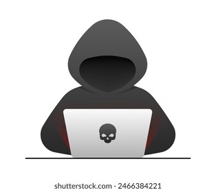 Hacker icon. Laptop and Hacker. Flat Style. Vector icon