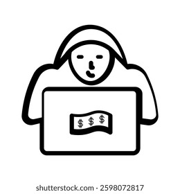 Hacker icon. Laptop and Hacker. Flat Style. Vector icon
