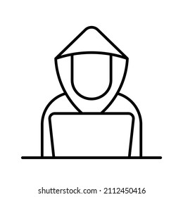 Hacker icon with laptop vector icon. isolated vector illustration